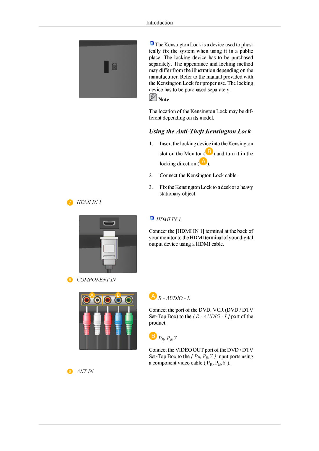 Samsung LS20TDDSUV/EN, LS22TDDSUV/EN, LS22TDDSU/ZN manual Using the Anti-Theft Kensington Lock 