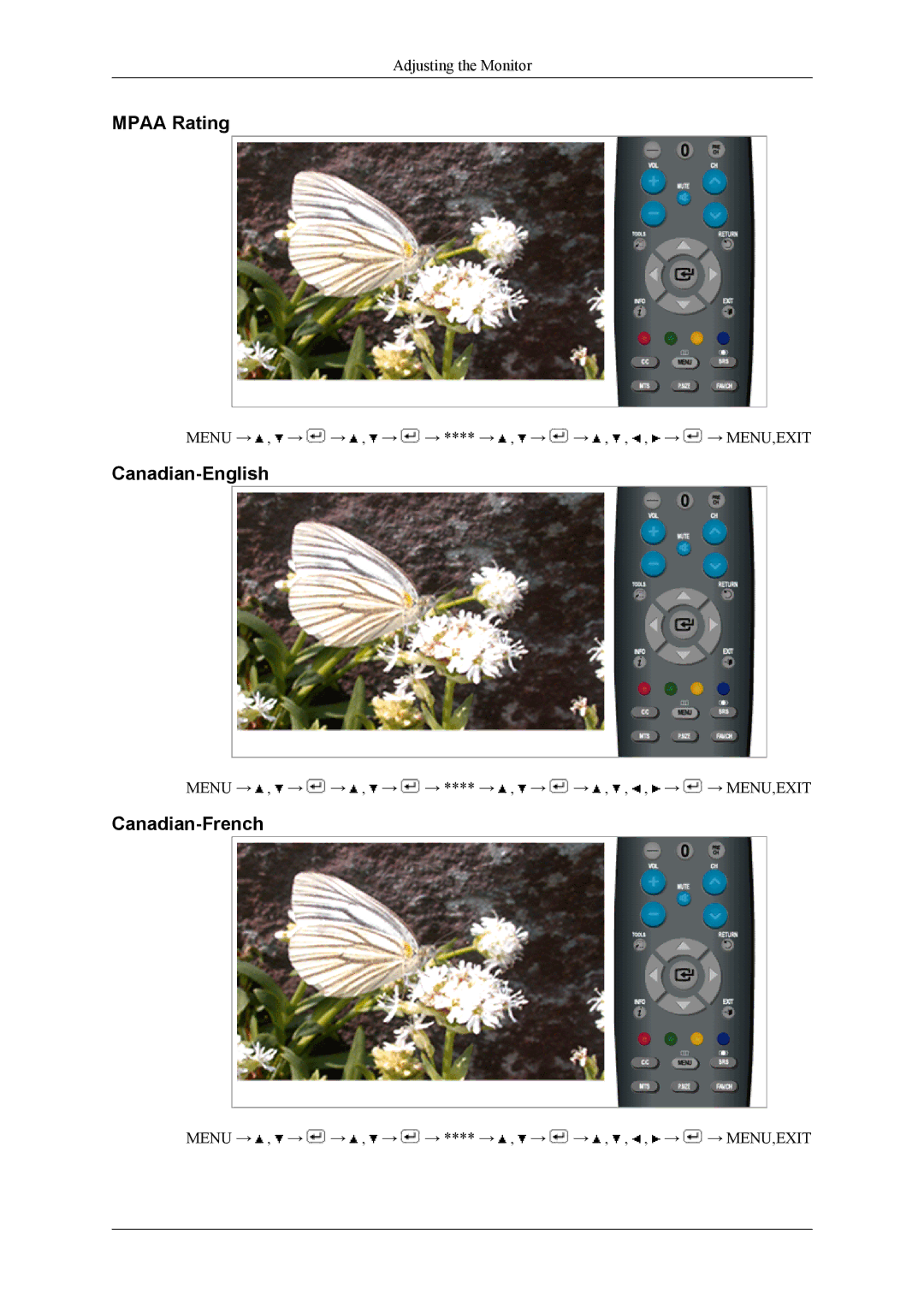 Samsung LS22TDDSUV/EN, LS20TDDSUV/EN, LS22TDDSU/ZN manual Mpaa Rating, Canadian-English, Canadian-French 