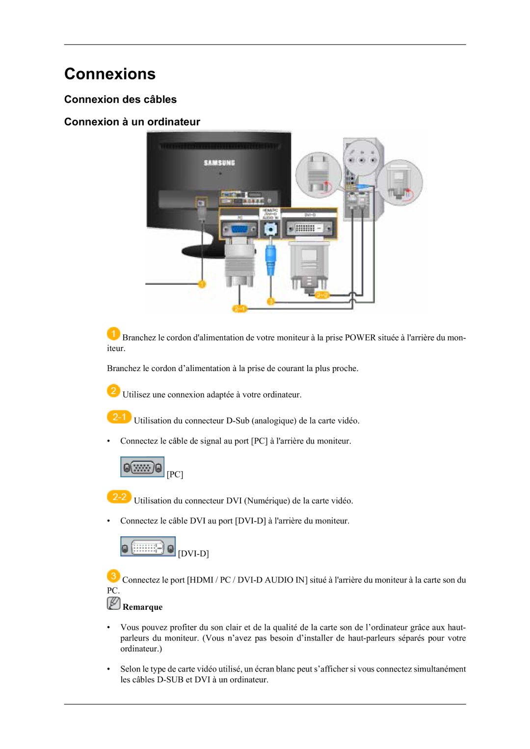 Samsung LS22TDDSUY/EN, LS20TDVSUV/EN, LS20TDDSUV/EN manual RQQHLRQGHVFkEOHV RQQHLRQjXQRUGLQDWHXU, Lwhxu 