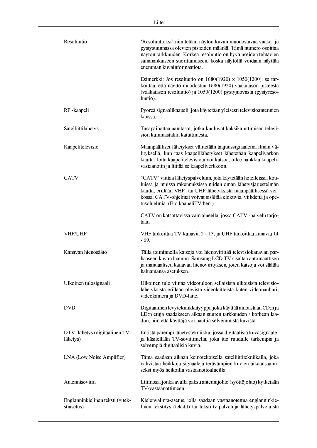 Samsung LS22TDVSUV/EN, LS20TDVSUV/EN, LS20TDDSUV/EN, LS22TDDSUV/EN, LS22TDVSUV/XE, LS20TDVSU/XE manual Catv 