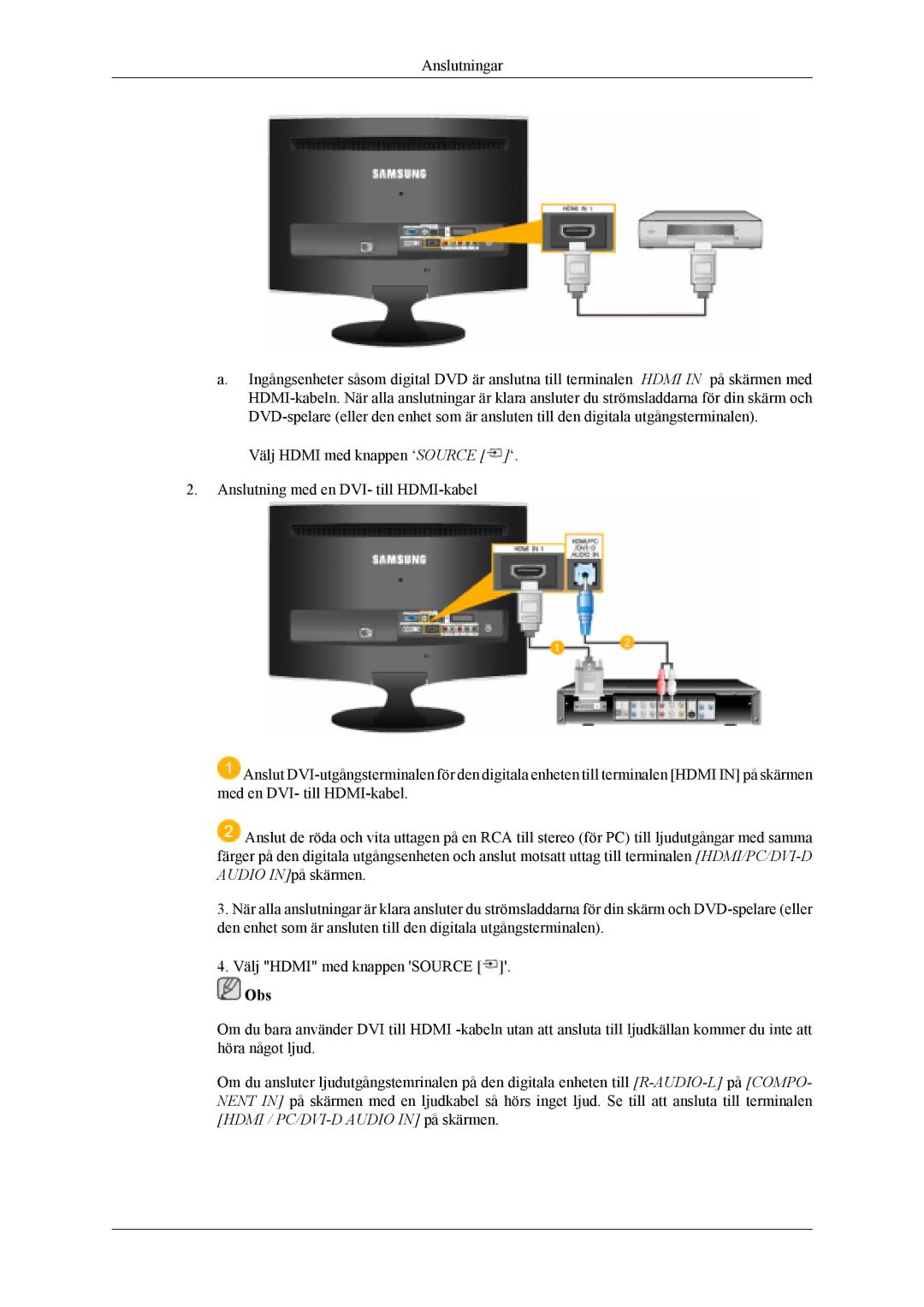 Samsung LS20TDVSUV/EN, LS22TDVSUV/EN, LS20TDDSUV/EN, LS22TDDSUV/EN, LS22TDVSUV/XE, LS20TDVSU/XE manual Obs 