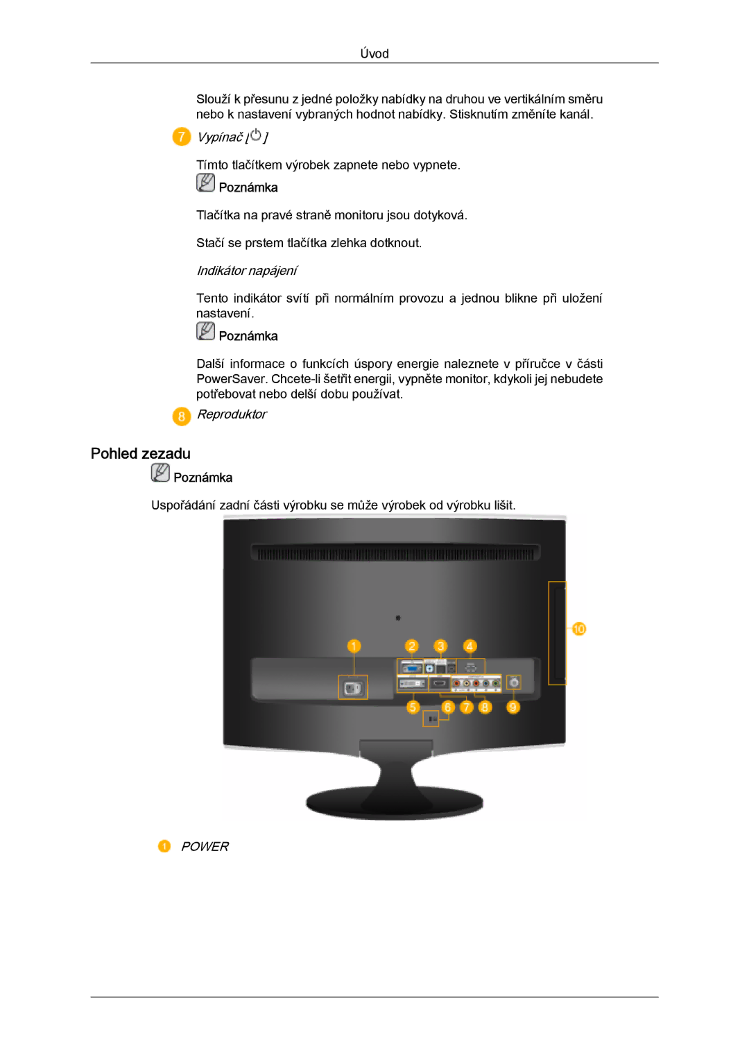 Samsung LS22TDDSUV/EN, LS20TDVSUV/EN, LS24TDVSUV/EN, LS24TDDSUV/EN, LS22TDVSUV/EN, LS20TDDSUV/EN, LS26TDDSUV/EN Pohled zezadu 