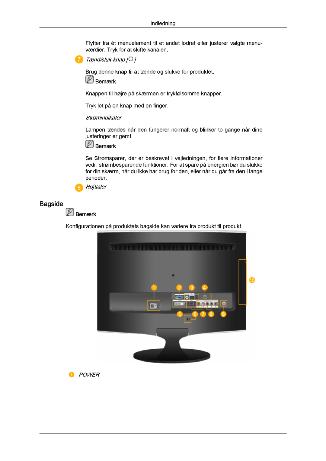 Samsung LS24TDVSUV/EN, LS20TDVSUV/EN, LS24TDDSUV/EN, LS22TDVSUV/EN, LS20TDDSUV/EN, LS22TDDSUV/EN, LS26TDDSUV/EN manual Bagside 