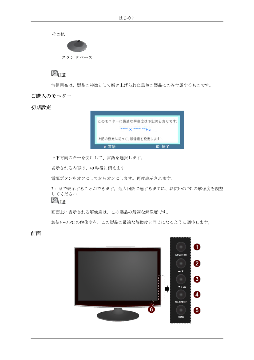 Samsung LS20TWGSUVRXJ, LS22TWGSUVRXJ manual ご購入のモニター 初期設定 