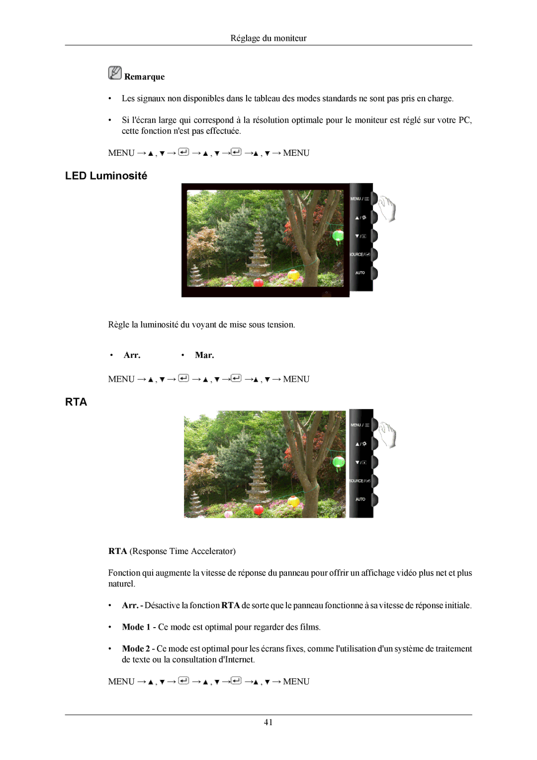 Samsung LS20TWHSUV/EN, LS19TWHSUV/EN, LS22TWHSUV/EN manual LED Luminosité, Rta 