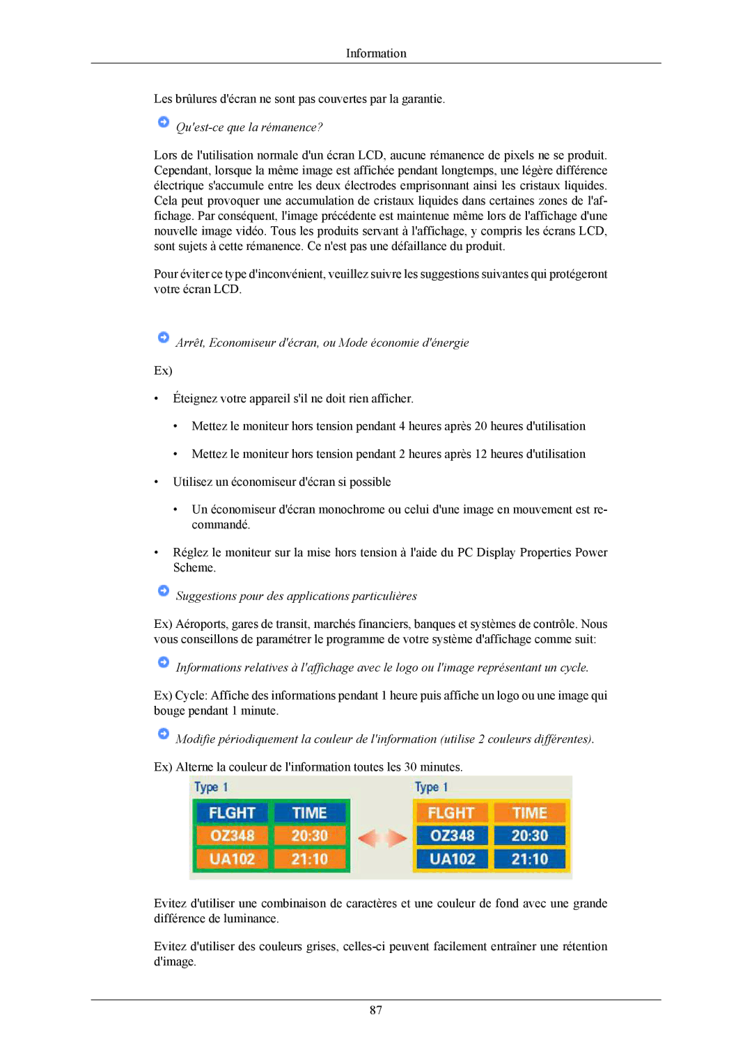 Samsung LS19TWHSUV/EN, LS20TWHSUV/EN, LS22TWHSUV/EN manual Quest-ce que la rémanence? 