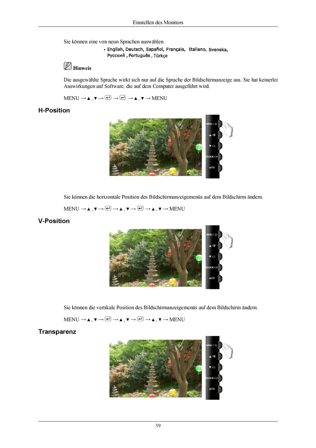 Samsung LS19TWHSUV/EN, LS20TWHSUV/EN, LS22TWHSUV/EN manual Transparenz 