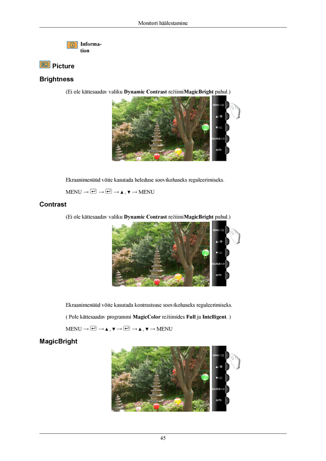 Samsung LS19TWHSUV/EN, LS20TWHSUV/EN, LS22TWHSUV/EN manual Picture Brightness 