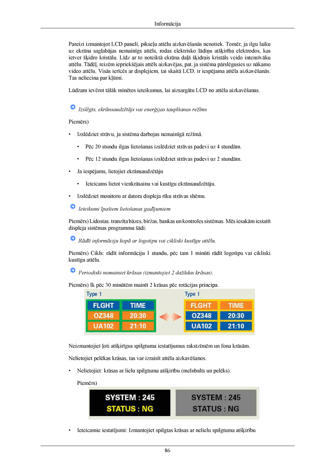 Samsung LS20TWHSUV/EN, LS19TWHSUV/EN, LS22TWHSUV/EN manual Izslēgts, ekrānsaudzētājs vai enerģijas taupīšanas režīms 