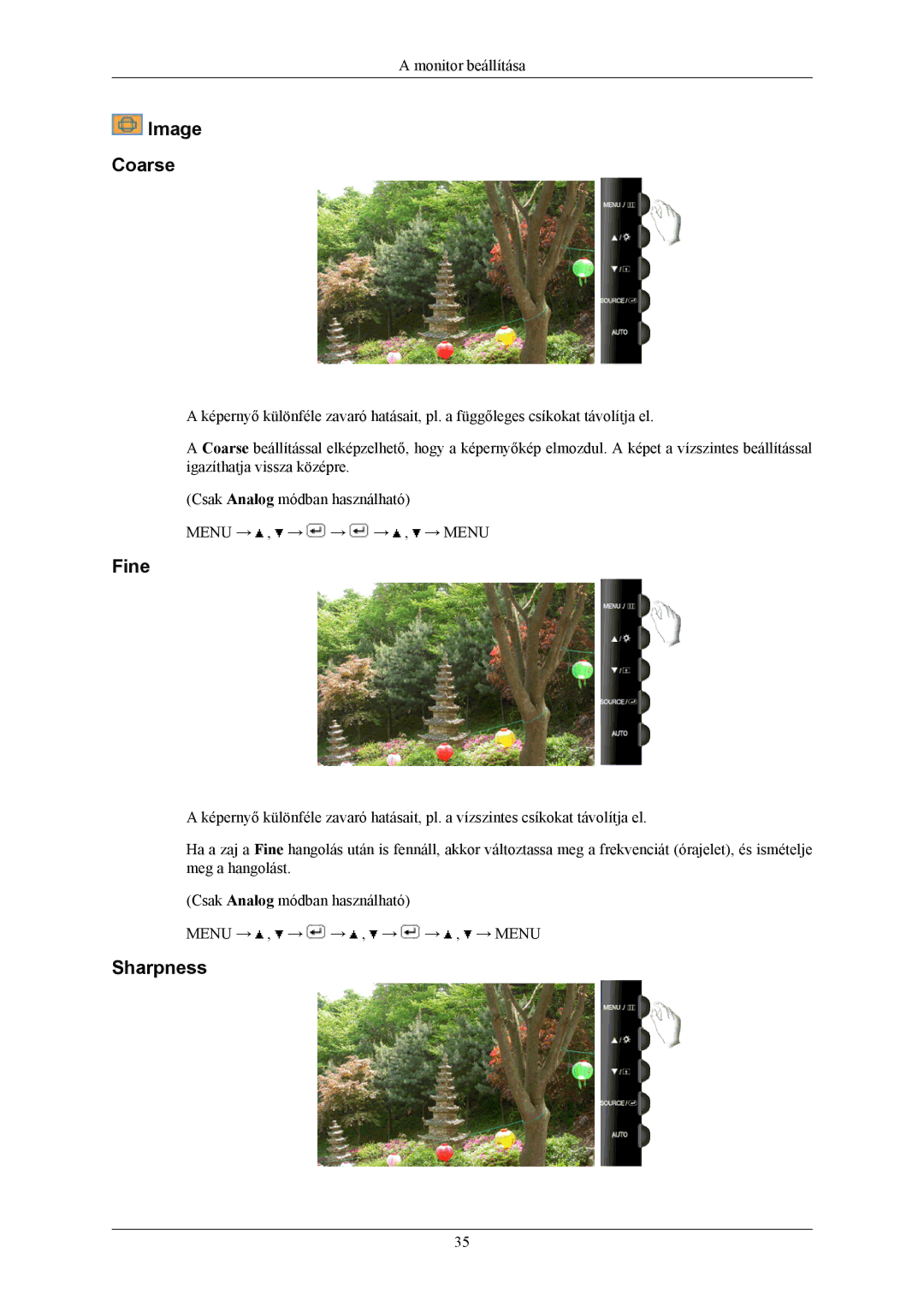 Samsung LS20TWHSUV/EN, LS19TWHSUV/EN, LS22TWHSUV/EN manual Image Coarse, Fine, Sharpness 