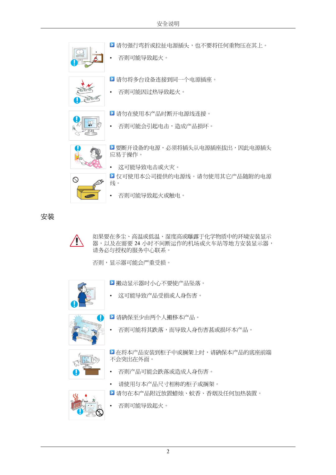 Samsung LS20TWHSUV/EN, LS19TWHSUV/EN, LS22TWHSUV/EN manual 这可能导致电击或火灾。 