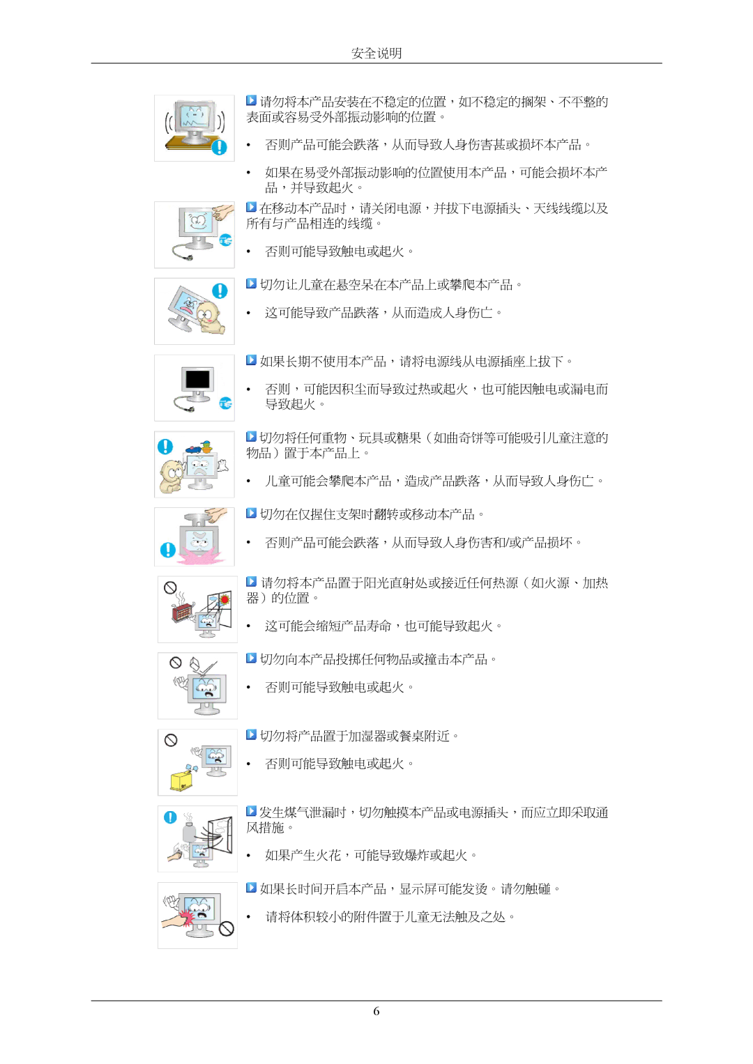 Samsung LS19TWHSUV/EN, LS20TWHSUV/EN, LS22TWHSUV/EN manual 安全说明 