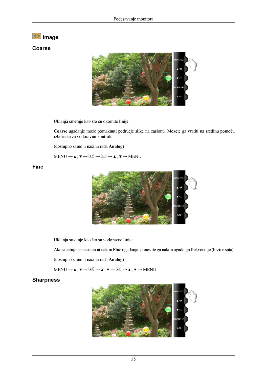 Samsung LS20TWHSUV/EN, LS19TWHSUV/EN, LS22TWHSUV/EN manual Image Coarse, Fine, Sharpness 