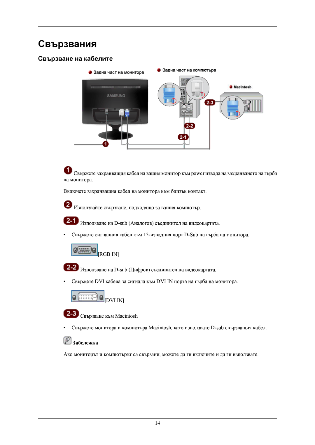 Samsung LS22TWHSUV/EN, LS20TWHSUV/EN manual Свързвания, Свързване на кабелите 