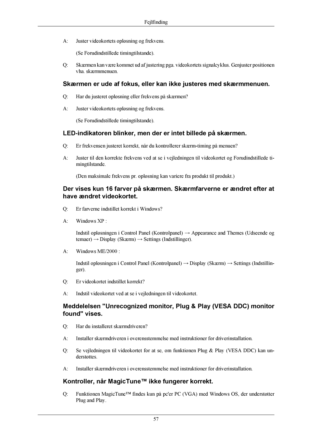 Samsung LS20TWHSUV/EN, LS22TWHSUV/EN manual LED-indikatoren blinker, men der er intet billede på skærmen 