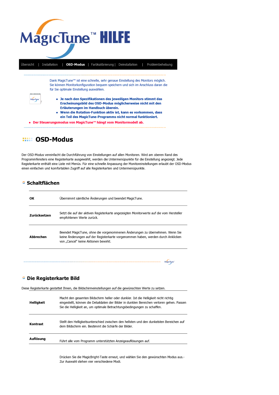 Samsung LS21BRBAS/EDC manual OSD-Modus 