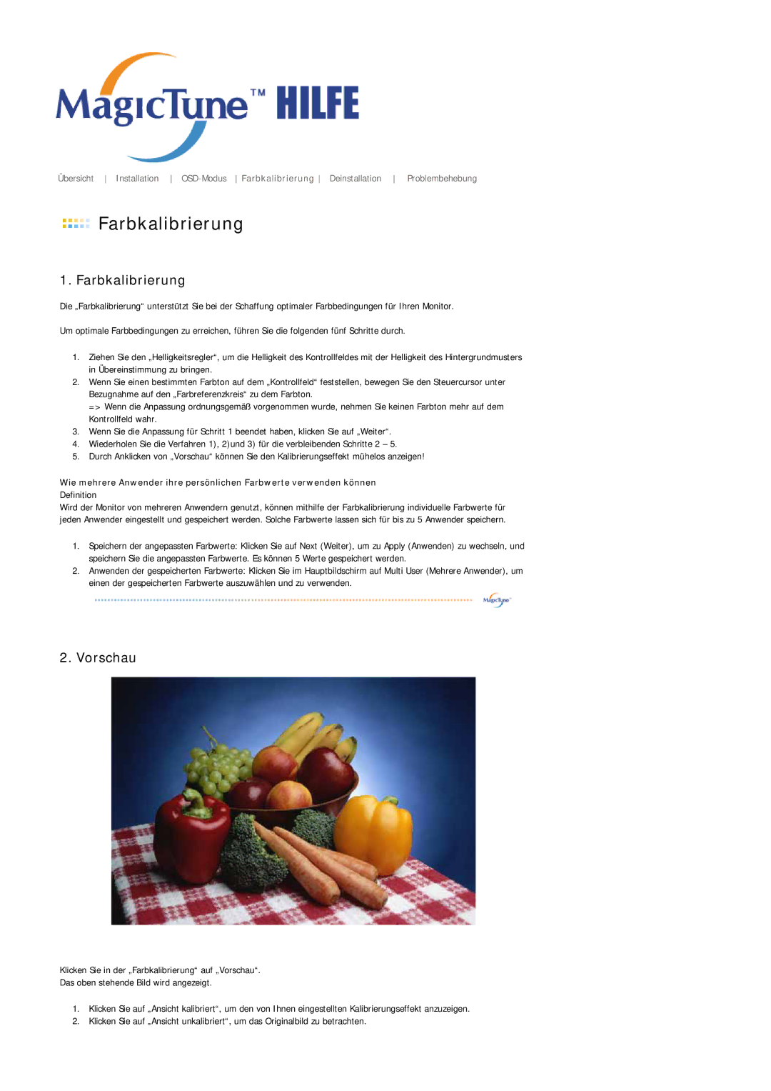 Samsung LS21BRBAS/EDC manual Farbkalibrierung 