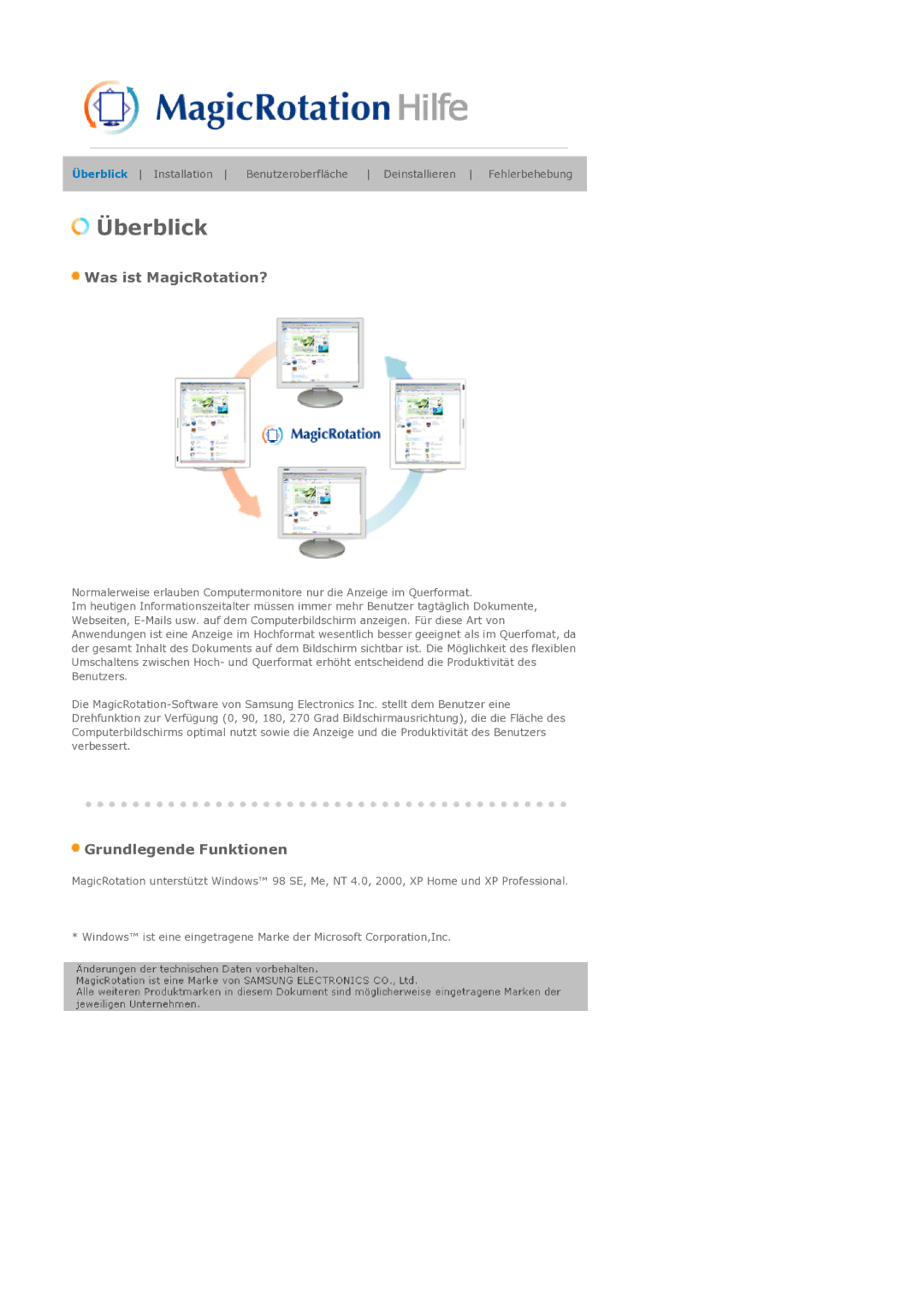 Samsung LS21BRBAS/EDC manual Überblick 