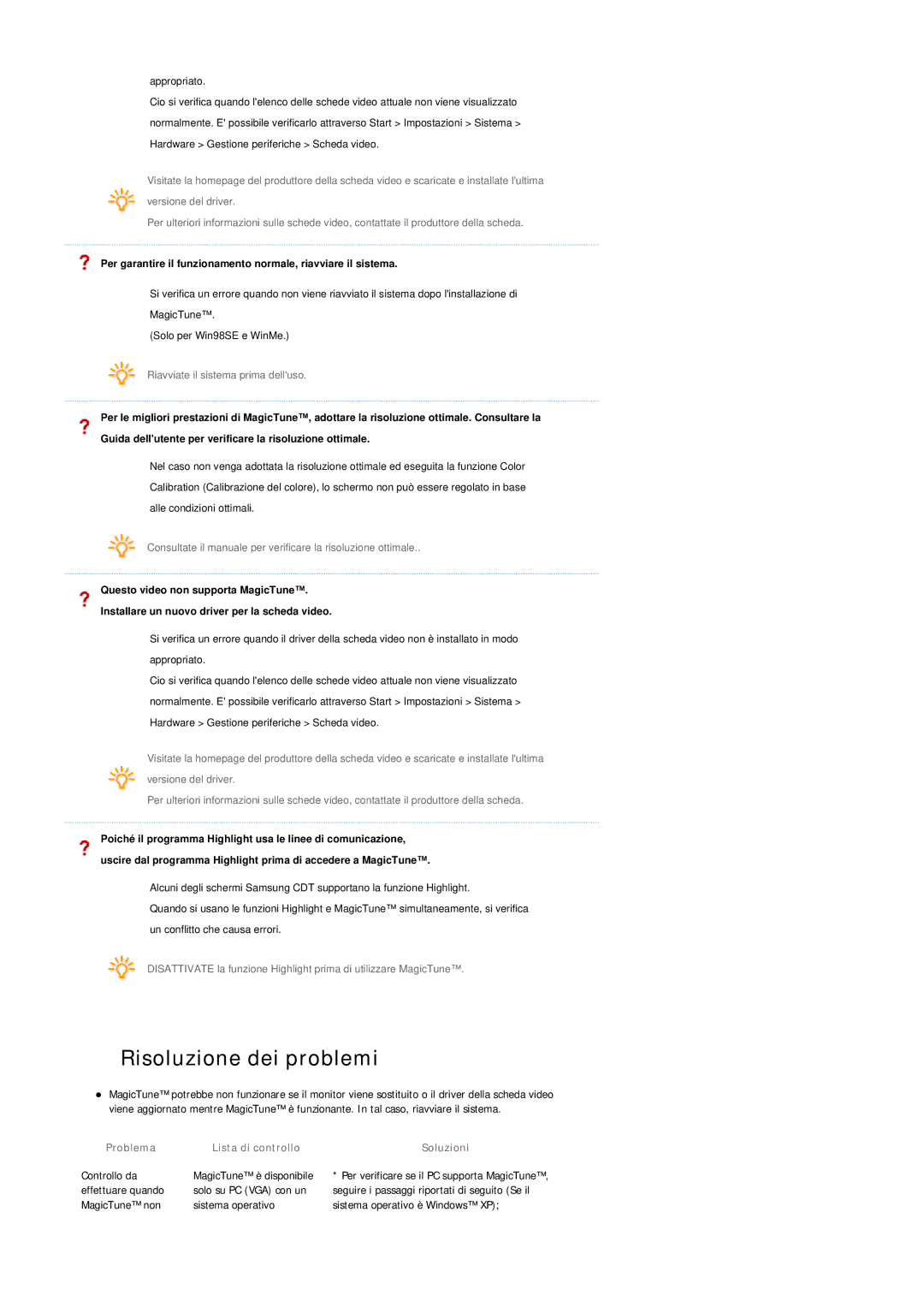 Samsung LS21BRBAS/EDC manual Problema Lista di controllo 