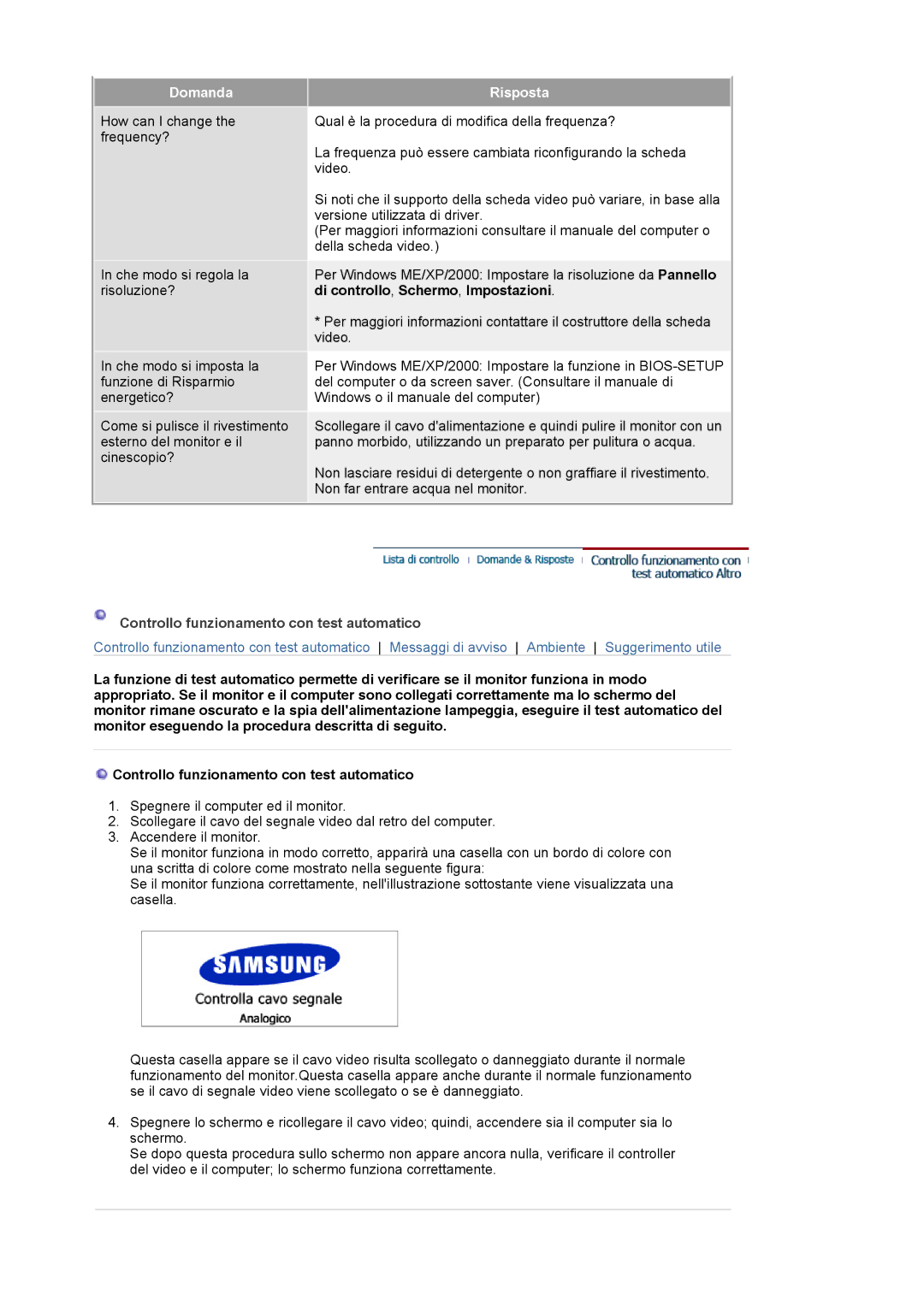 Samsung LS21BRBAS/EDC manual Domanda, Risposta 