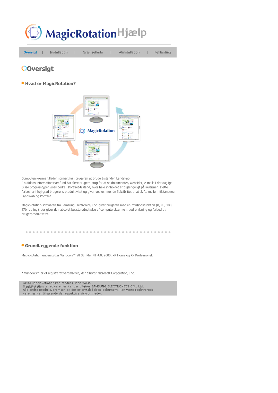 Samsung LS21BRBAS/EDC manual Oversigt 