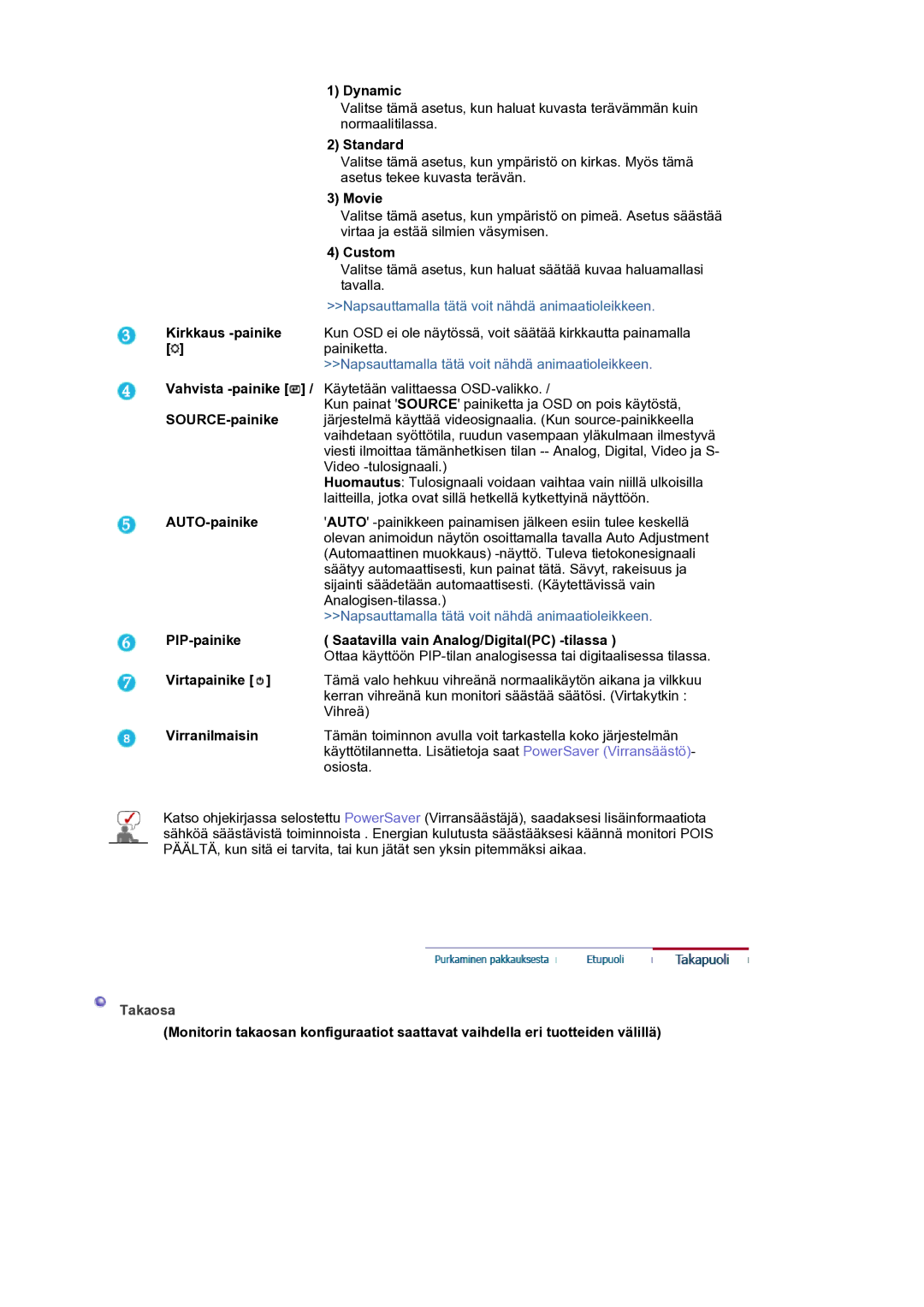 Samsung LS21BRBAS/EDC manual Takaosa 