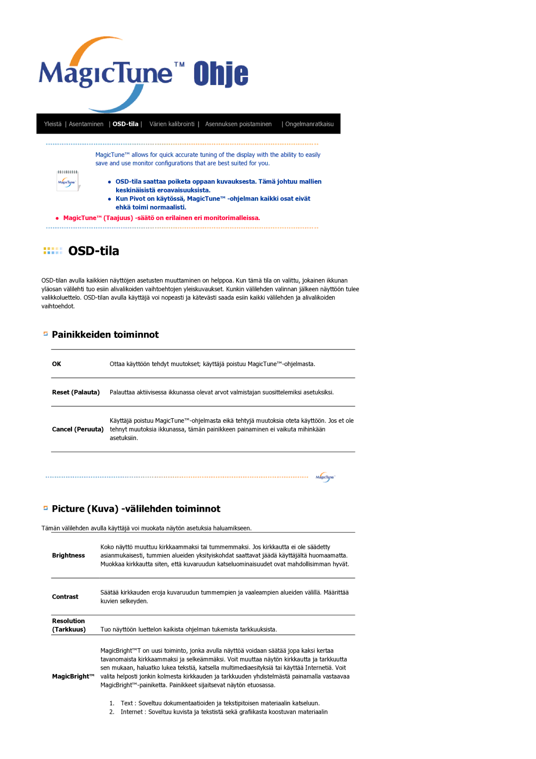 Samsung LS21BRBAS/EDC manual OSD-tila 