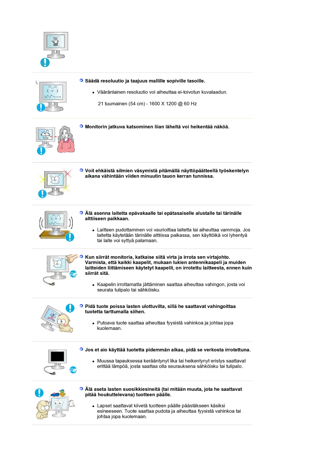 Samsung LS21BRBAS/EDC manual Säädä resoluutio ja taajuus mallille sopiville tasoille 