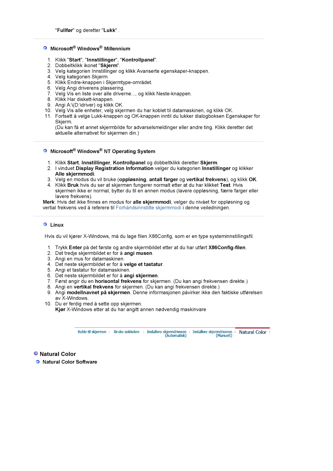 Samsung LS21BRBAS/EDC manual Linux, Natural Color Software 