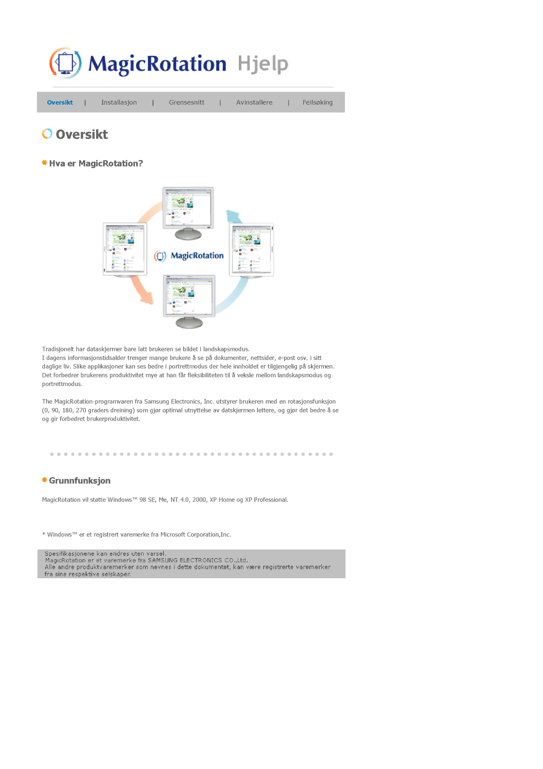 Samsung LS21BRBAS/EDC manual Oversikt 