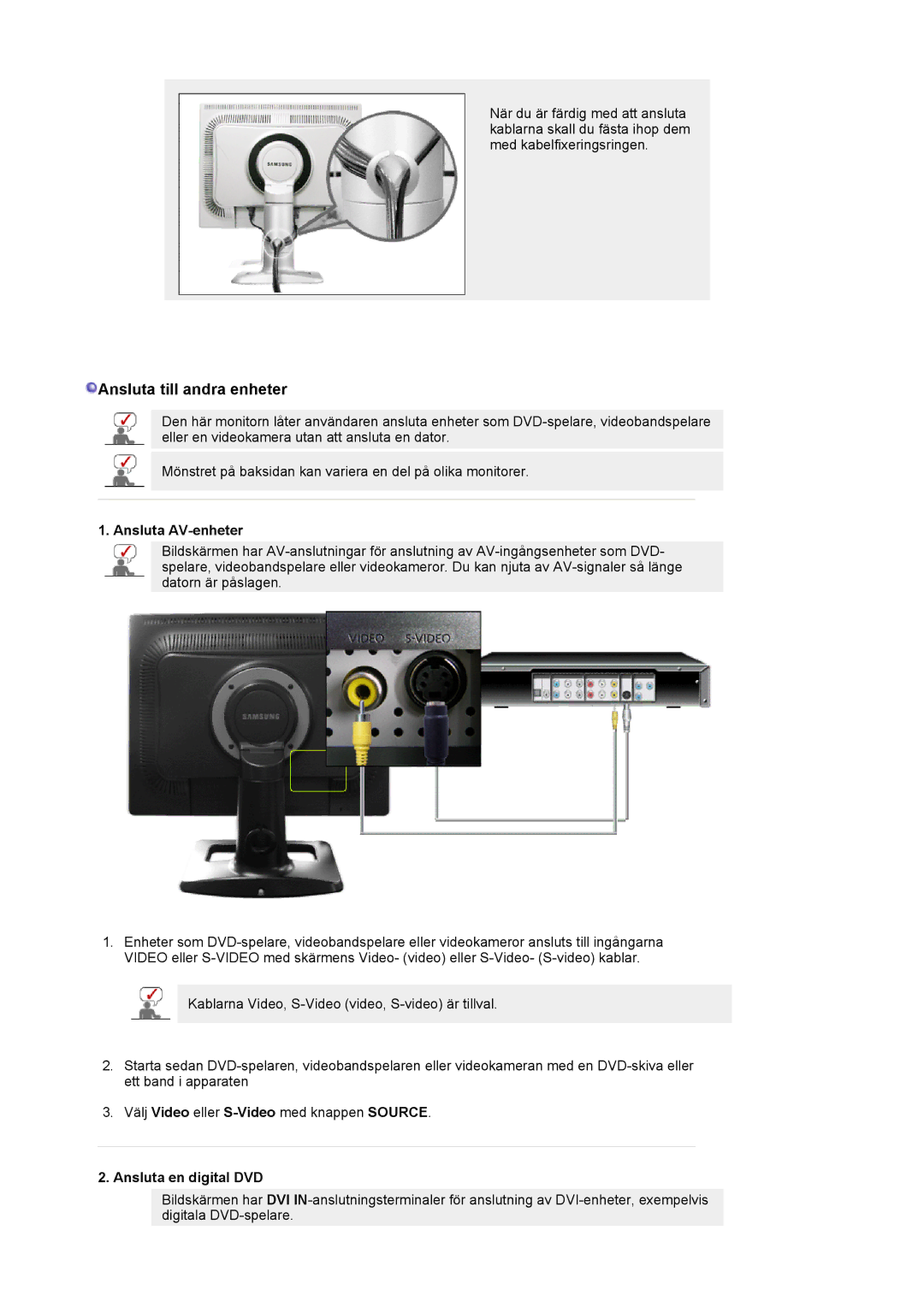 Samsung LS21BRBAS/EDC manual Ansluta AV-enheter, Ansluta en digital DVD 