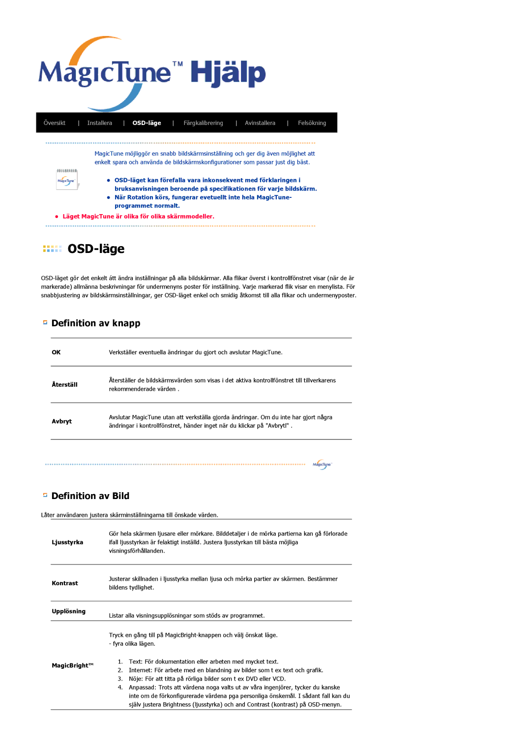 Samsung LS21BRBAS/EDC manual OSD-läge 