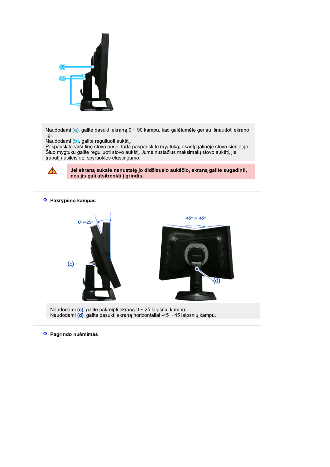 Samsung LS21BRBAS/EDC manual Pagrindo nuėmimas 