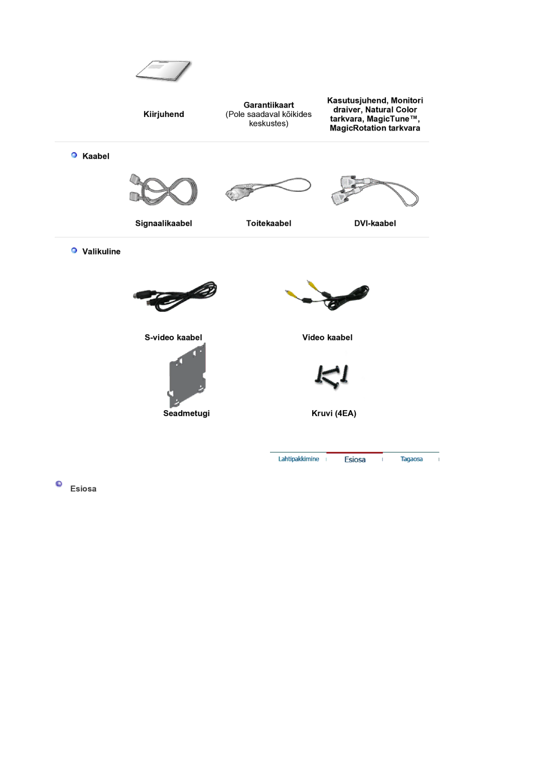 Samsung LS21BRBAS/EDC manual Tarkvara, MagicTune, MagicRotation tarkvara, Esiosa 