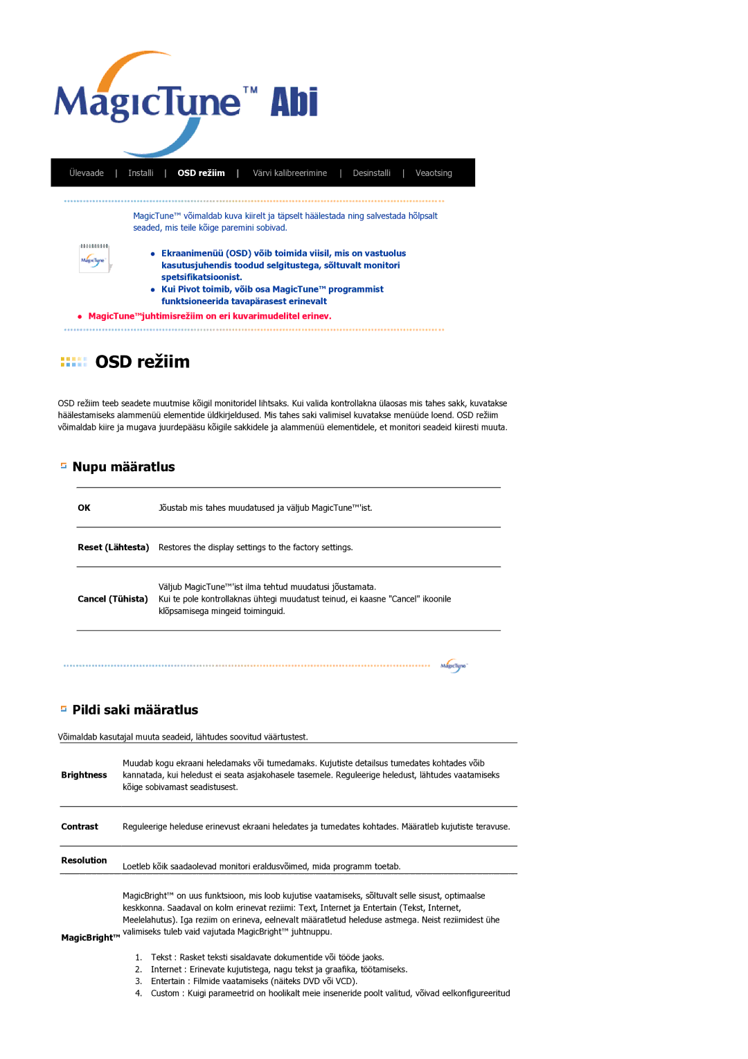 Samsung LS21BRBAS/EDC manual OSD režiim 