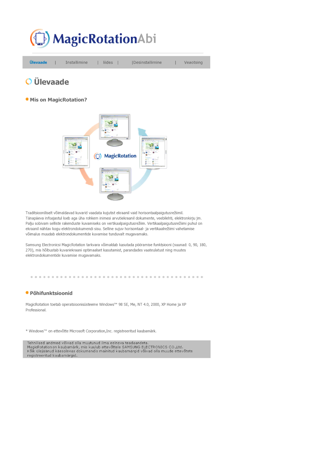 Samsung LS21BRBAS/EDC manual Ülevaade 