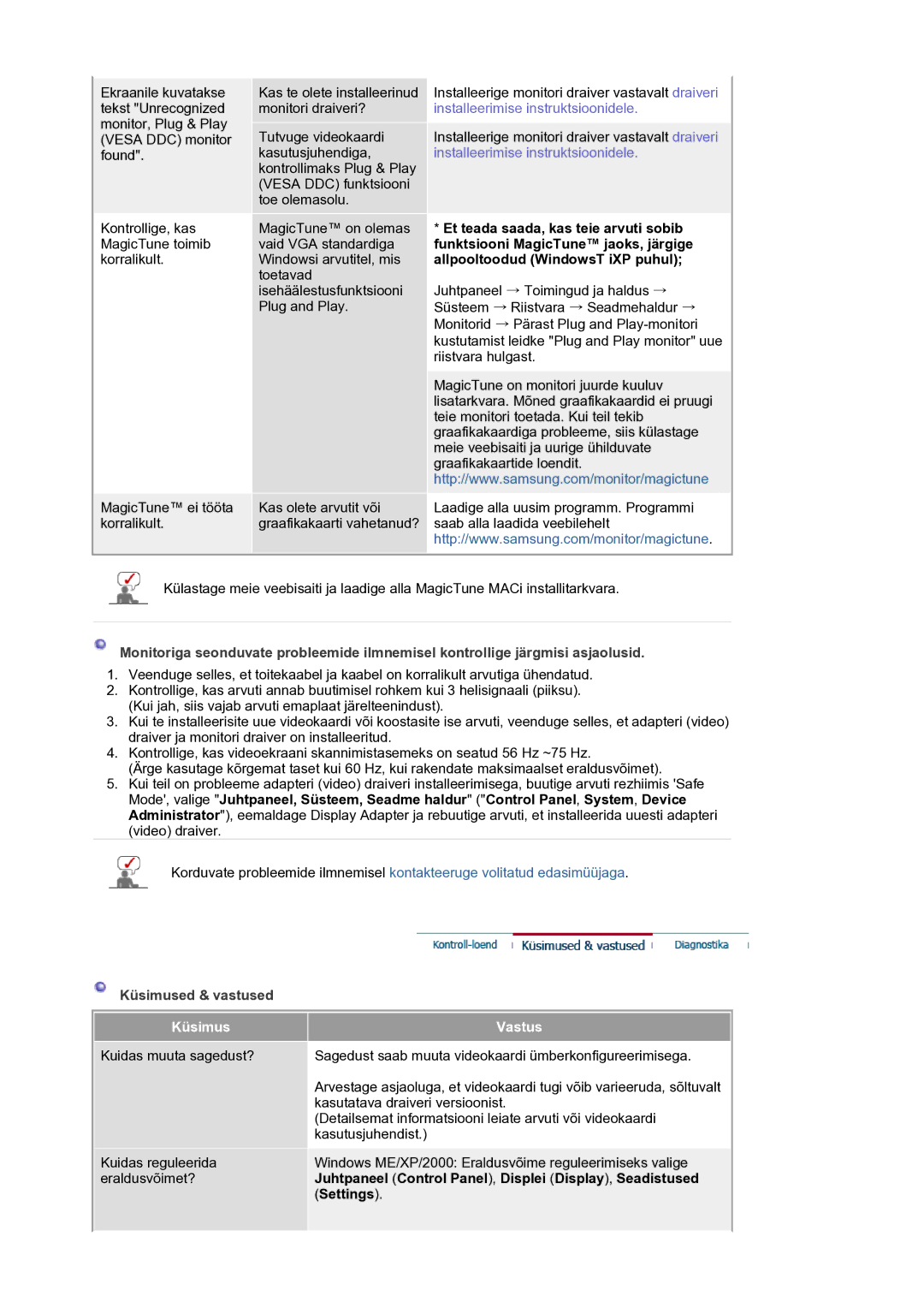 Samsung LS21BRBAS/EDC manual Küsimused & vastused, Küsimus Vastus 