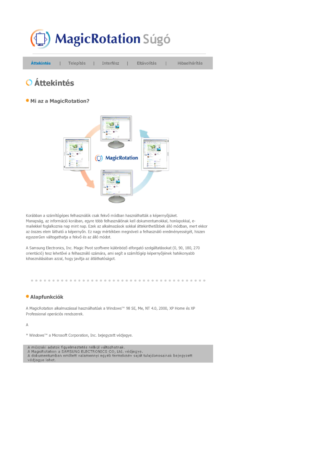 Samsung LS21BRBAS/EDC manual Áttekintés 