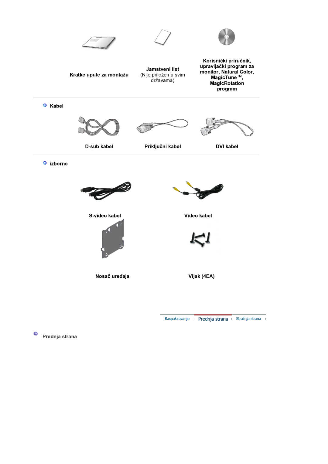 Samsung LS21BRBAS/EDC manual Korisnički priručnik, MagicTune, Državama, MagicRotation, Prednja strana 