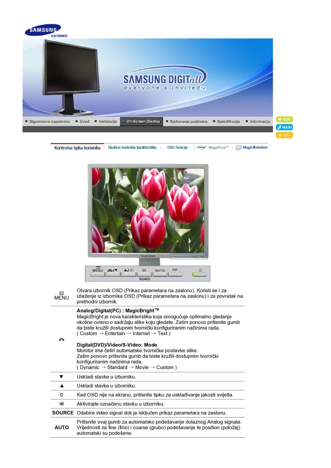 Samsung LS21BRBAS/EDC manual Analog/DigitalPC MagicBright, DigitalDVD/Video/S-Video Mode 