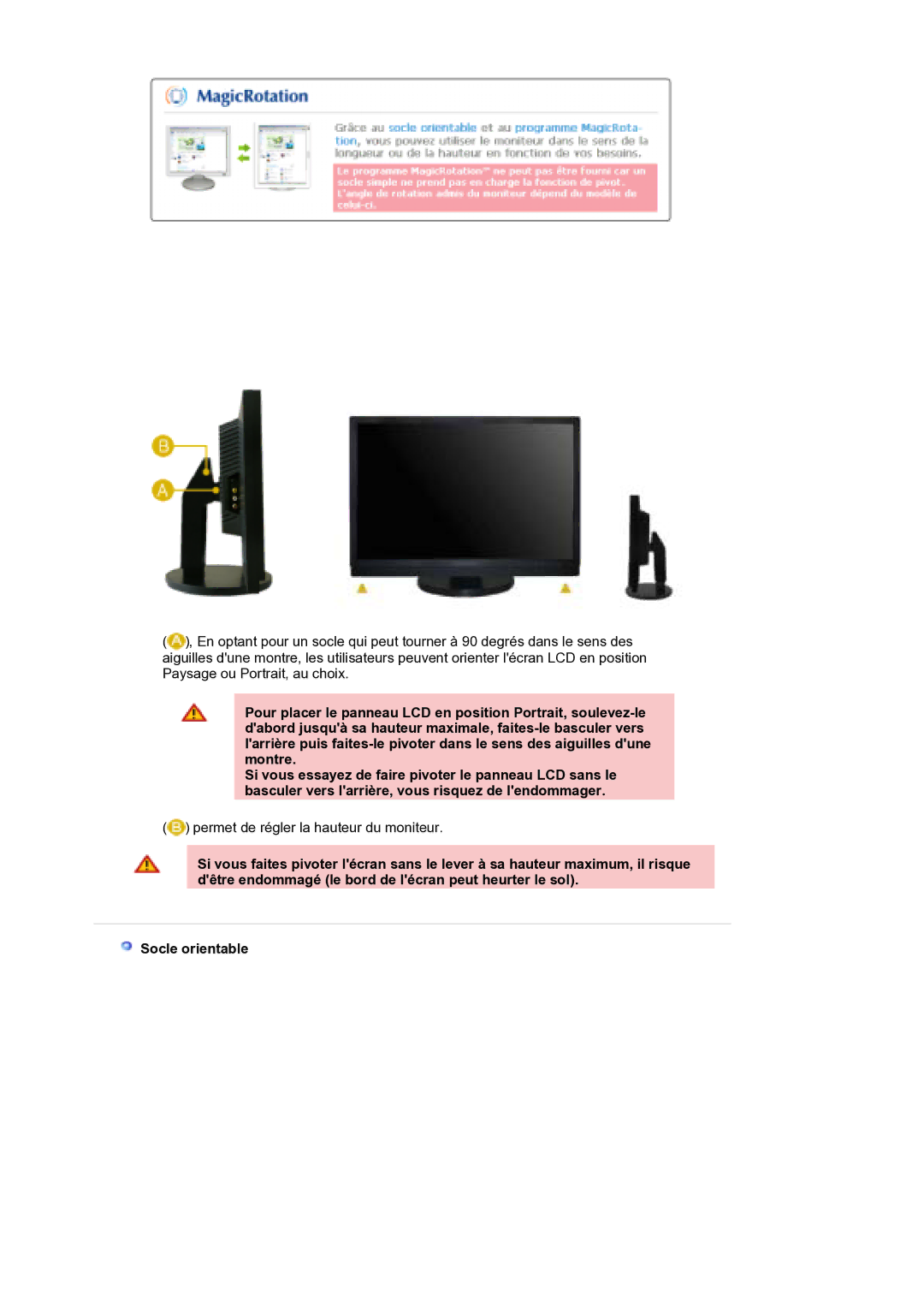 Samsung LS21DPWASQ/EDC manual Permet de régler la hauteur du moniteur 