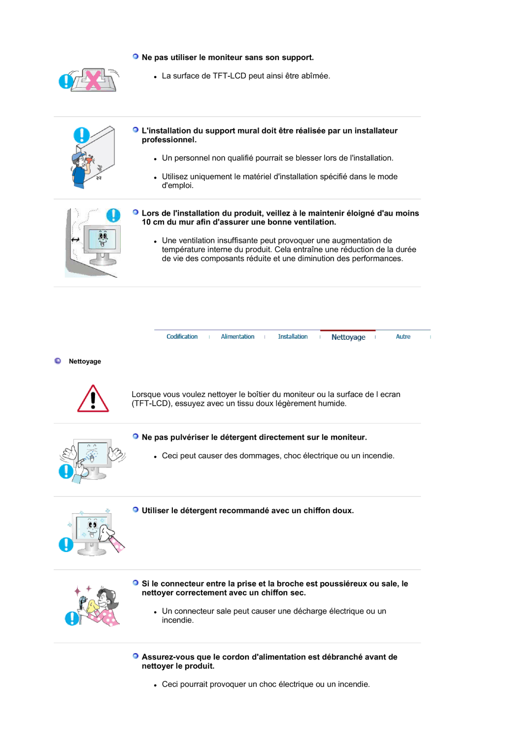 Samsung LS21DPWASQ/EDC manual Ne pas utiliser le moniteur sans son support 