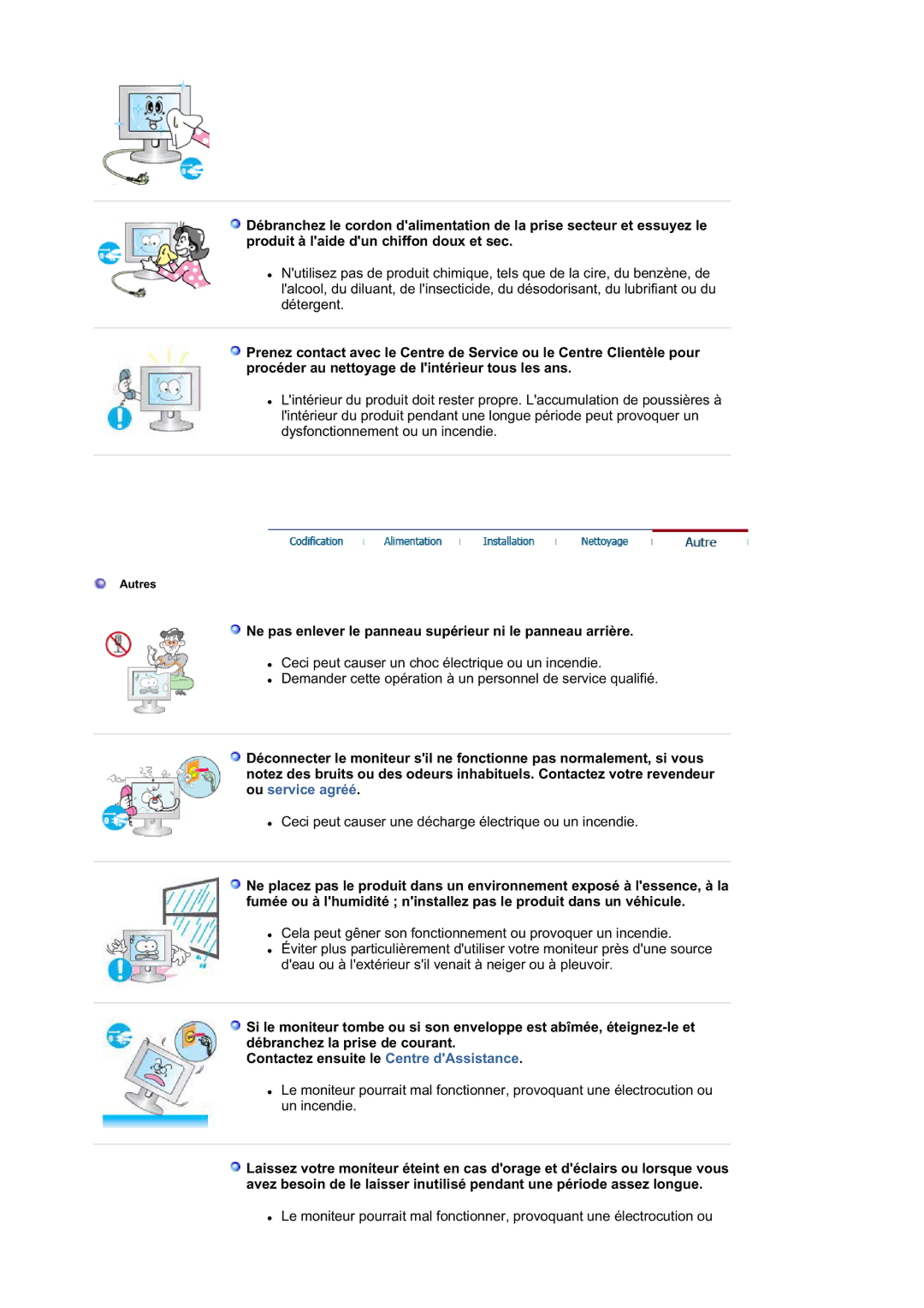 Samsung LS21DPWASQ/EDC manual Ne pas enlever le panneau supérieur ni le panneau arrière 