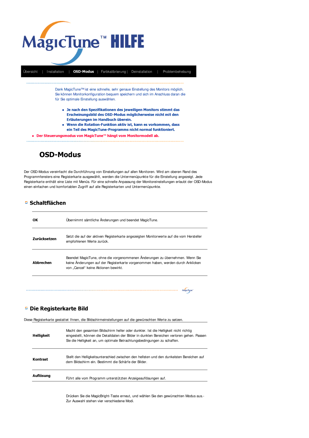 Samsung LS21DPWASQ/EDC manual OSD-Modus 