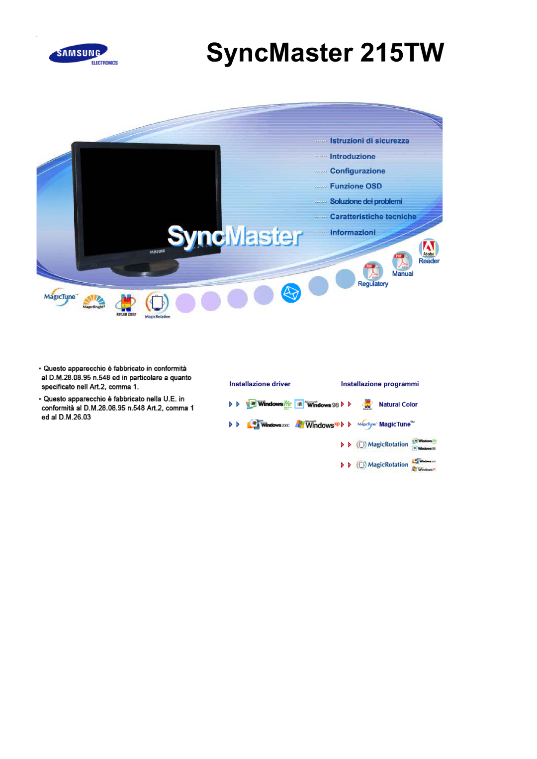 Samsung LS21DPWASQ/EDC manual SyncMaster 215TW 