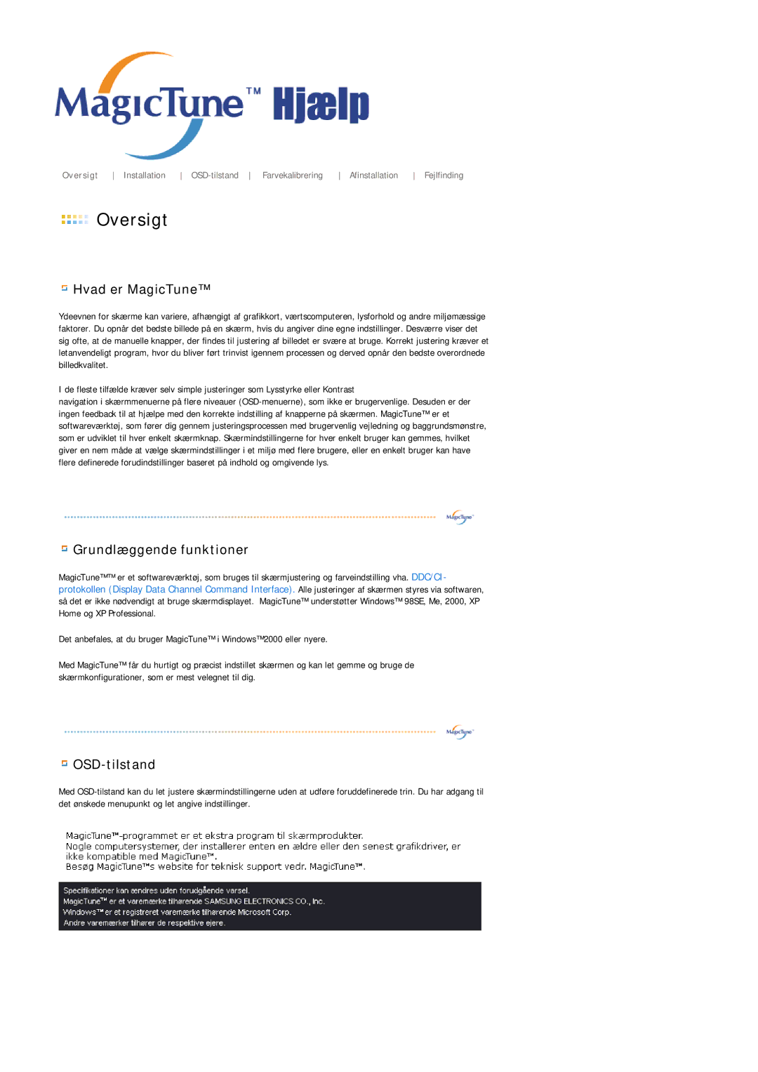 Samsung LS21DPWASQ/EDC manual Oversigt 