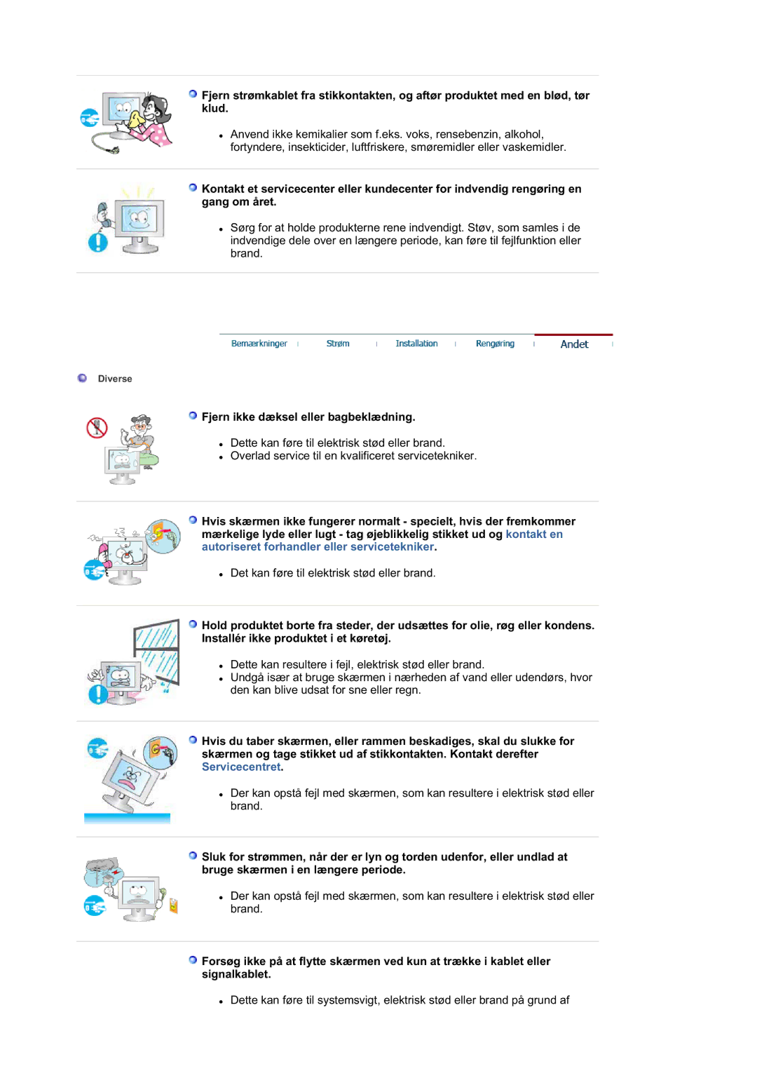 Samsung LS21DPWASQ/EDC manual Fjern ikke dæksel eller bagbeklædning 