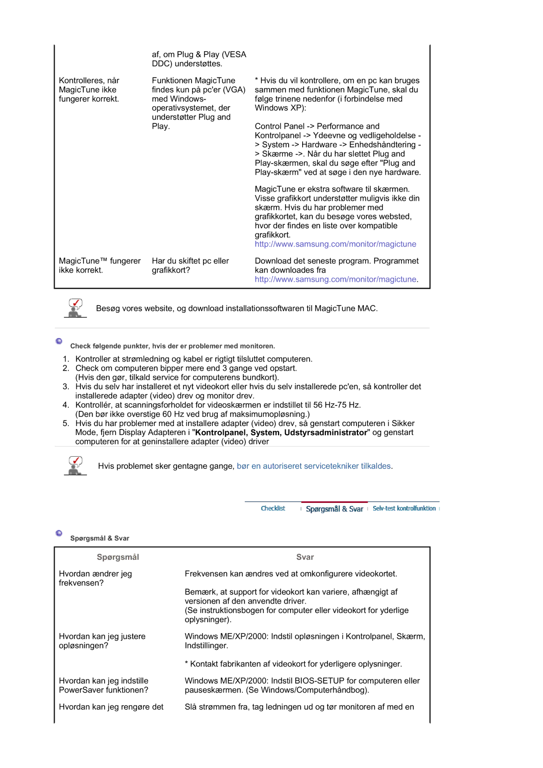 Samsung LS21DPWASQ/EDC manual Spørgsmål Svar 