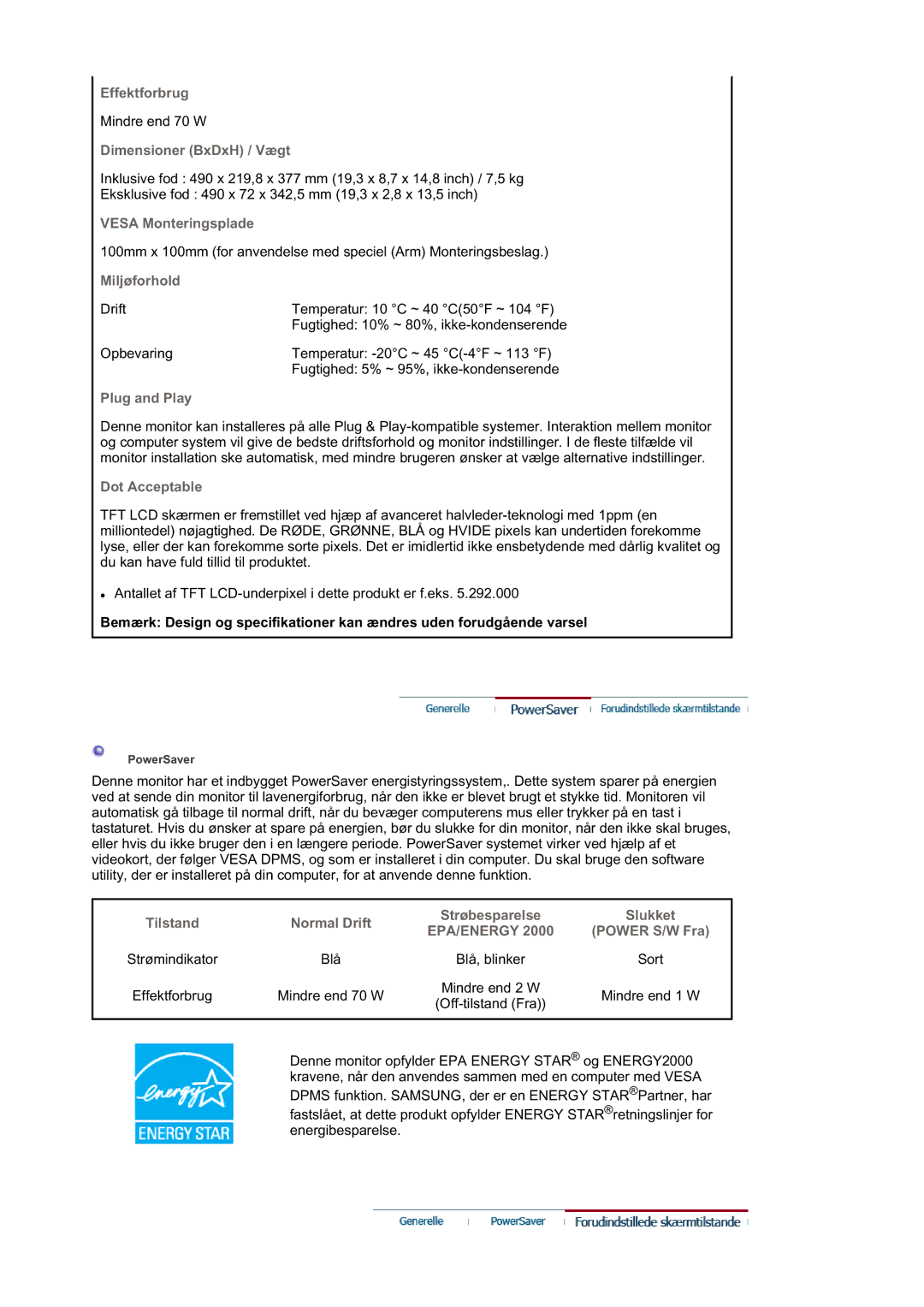 Samsung LS21DPWASQ/EDC manual Epa/Energy 