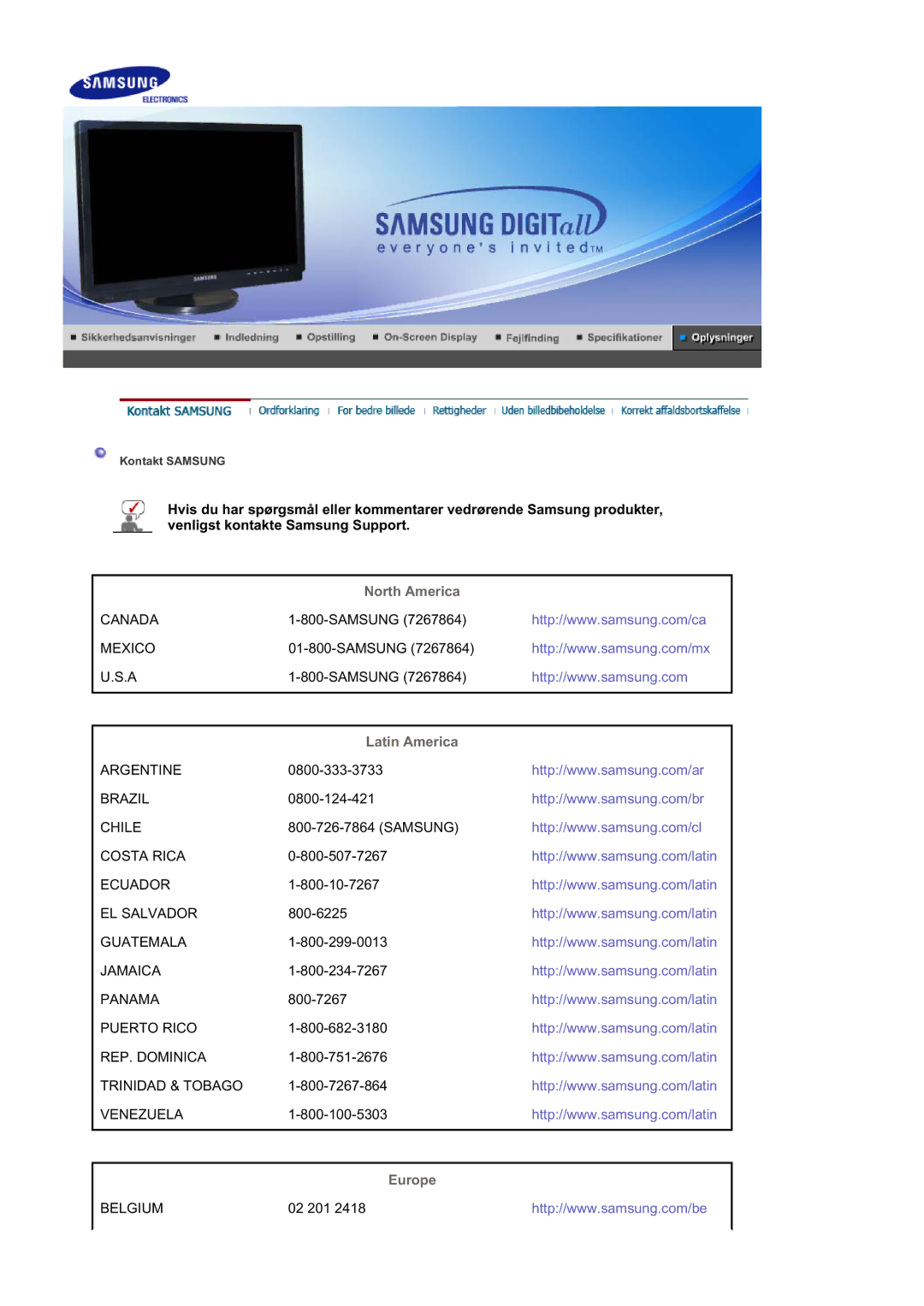 Samsung LS21DPWASQ/EDC manual North America 